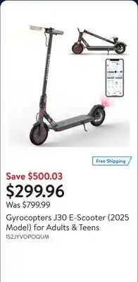 Walmart Gyrocopters J30 E-Scooter (2025 Model) for Adults & Teens offer