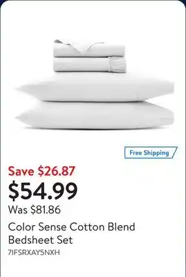 Walmart Color Sense Cotton Blend Bedsheet Set offer