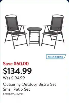 Walmart Outsunny Outdoor Bistro Set Small Patio Set offer