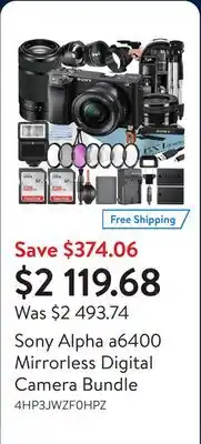 Walmart Sony Alpha a6400 Mirrorless Digital Camera Bundle offer