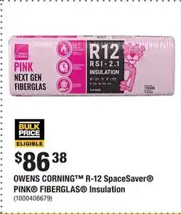 Home Depot OWENS CORNING R-12 SpaceSaver PINK FIBERGLAS Insulation offer