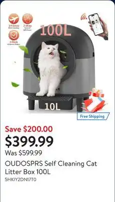 Walmart OUDOSPRS Self Cleaning Cat Litter Box 100L offer