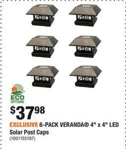 Home Depot EXCLUSIVE 6-PACK VERANDA 4 x 4 LED Solar Post Caps offer