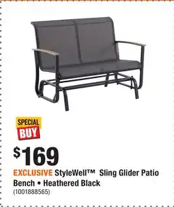 Home Depot EXCLUSIVE StyleWell Sling Glider Patio Bench • Heathered Black offer