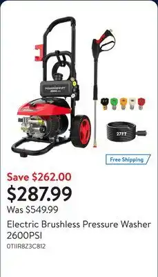 Walmart Electric Brushless Pressure Washer 2600PSI offer