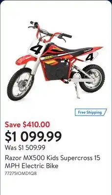 Walmart Razor MX500 Kids Supercross 15 MPH Electric Bike offer