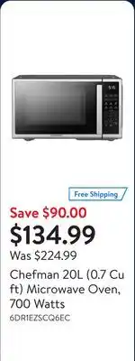 Walmart Chefman 20L (0.7 Cu ft) Microwave Oven, 700 Watts offer
