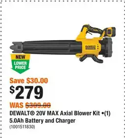 Home Depot DEWALT 20V MAX Axial Blower Kit •(1) 5.0Ah Battery and Charger offer