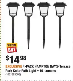 Home Depot EXCLUSIVE 4-PACK HAMPTON BAY Terrace Park Solar Path Light • 10-Lumens offer