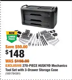 Home Depot EXCLUSIVE 270-PIECE HUSKY Mechanics Tool Set with 3-Drawer Storage Case offer