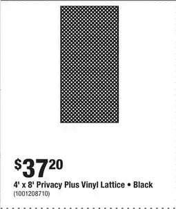 Home Depot 4' x 8' Privacy Plus Vinyl Lattice • Black offer