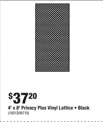 Home Depot 4' x 8' Privacy Plus Vinyl Lattice • Black offer