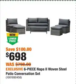 Home Depot EXCLUSIVE 6-PIECE Napa II Woven Steel Patio Conversation Set offer