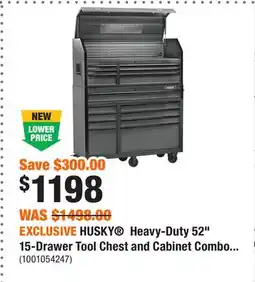 Home Depot EXCLUSIVE HUSKY Heavy-Duty 52 15-Drawer Tool Chest and Cabinet Combo in Matte Black offer