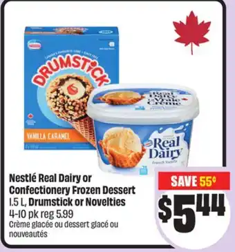 FreshCo Nestlé Real Dairy or Confectionery Frozen Dessert 1.5L, Drumstick or Novelties 4-10 pk offer