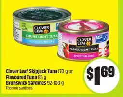 FreshCo Clover Leaf Skipjack Tuna 170g or Flavoured Tuna 85g Brunswick Sardines 92-100g offer