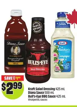 FreshCo Kraft Salad Dressing 425 mL Diana Sauce 500 mL Bull's-Eye BBQ Sauce 425 mL offer