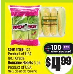 FreshCo Corn Tray 4 pk Product of USA No. 1 Grade Romaine Hearts 3 pk Product of USA offer