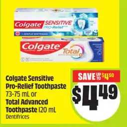 FreshCo Colgate Sensitive Pro-Relief Toothpaste 73-75 mL or Total Advanced Toothpaste 120 mL offer