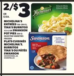 Independent City Market MICHELINA'S ENTRÉES 156-284 G, TINA'S BURRITOS, 113 G OR SWANSON POT PIES, 200 G offer
