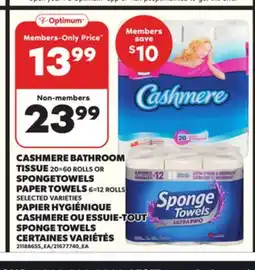 Independent City Market CASHMERE BATHROOM TISSUE 20=60 ROLLS OR SPONGETOWELS PAPER TOWELS 6=12 ROLLS offer