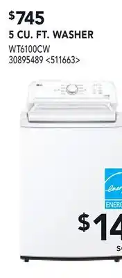 RONA LG 5 CU.FT WASHER offer