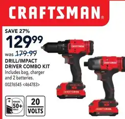RONA CRAFTSMAN DRILL/IMPACT DRIVER COMBO KIT offer