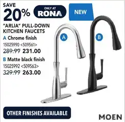 RONA MOEN ARLIA PULL-DOWN KITCHEN FAUCETS offer