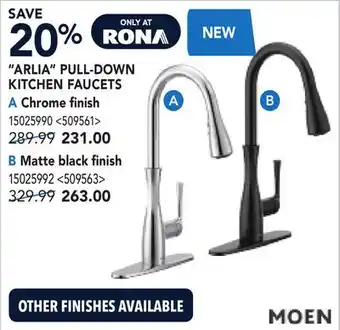 RONA MOEN ARLIA PULL-DOWN KITCHEN FAUCETS offer