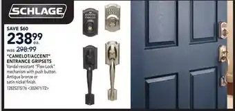 RONA SCHLAGE CAMELOT/ACCENT ENTRANCE GRIPSETS offer