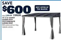 RONA 10' X 12' LEANER GAZEBO WITH POLYCARBONATE SLIDING ROOF offer