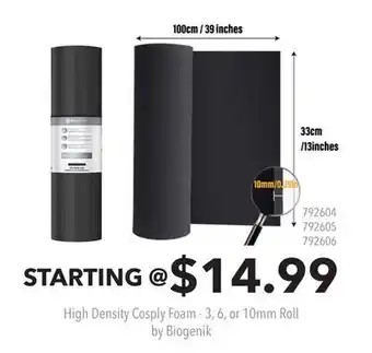 GameStop High Density Cosply Foam - 3, 6, or 10mm Roll by Biogenik offer