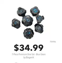 GameStop 7-Piece Premium Dice Set - Blue Gears by Biogenik offer