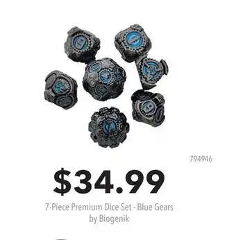 GameStop 7-Piece Premium Dice Set - Blue Gears by Biogenik offer