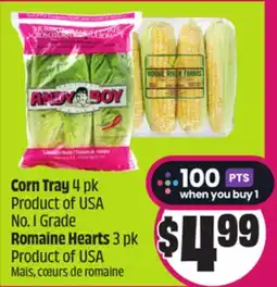 Chalo FreshCo Corn Tray 4 pk Product of USA No. 1 Grade Romaine Hearts 3 pk Product of USA offer