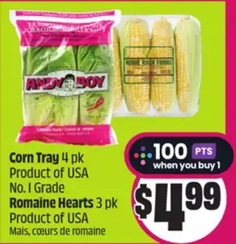 Chalo FreshCo Corn Tray 4 pk Product of USA No. 1 Grade Romaine Hearts 3 pk Product of USA offer