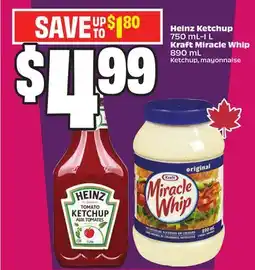 Chalo FreshCo Heinz Ketchup 750 mL-1 L Kraft Miracle Whip 890 mL Ketchup, mayonnaise offer
