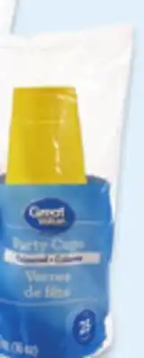 Walmart Great Value Coloured 16-oz or Clear 15-oz. Plastic Party Cups offer