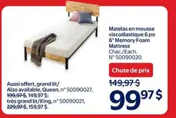 Walmart 6 Memory Foam Mattress offer