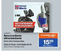 Patrick Morin Heavy-Duty Garbage Bags offer