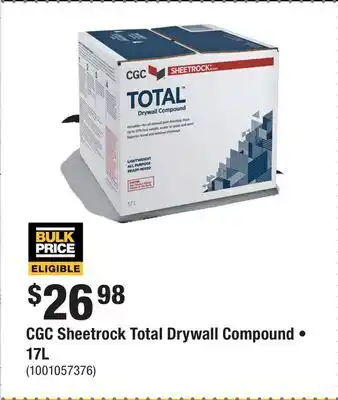 Home Depot CGC Sheetrock Total Drywall Compound • 17L offer