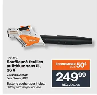 Patrick Morin Cordless Lithium Leaf Blower, 36 V offer