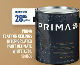 Canac Prima Flat for Ceilings Interior Latex Paint Ultimate White 3.78 L offer
