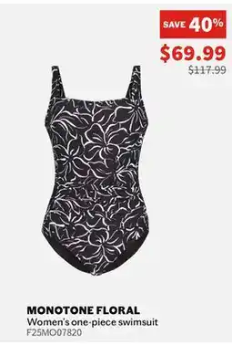 Sports Experts ANNE COLE Monotone Floral Women's one-piece swimsuit offer