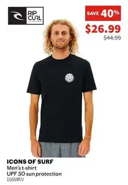 Sports Experts RIP CURL Icons of Surf Men's t-shirt UPF 50 sun protection offer