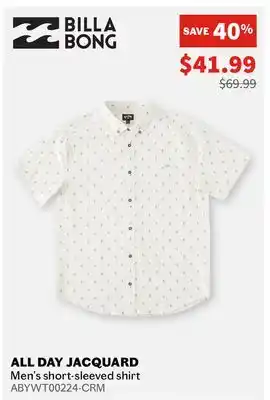 Sports Experts BILLABONG All Day Jacquard Men's short-sleeved shirt offer