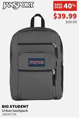 Sports Experts JANSPORT Big Student Urban backpack offer