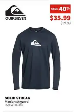 Sports Experts QUIKSILVER Solid Streak Men's rash guard offer