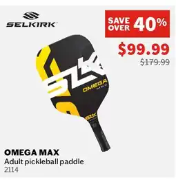 Sports Experts SELKIRK Omega Max Adult pickleball paddle offer