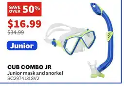 Sports Experts AQUA LUNG Cub Combo Jr Junior mask and snorkel offer